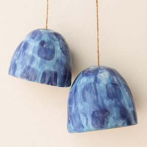 Handmade Ceramic Wind Chime – Blue Rustic Wabi-Sabi Garden Decor