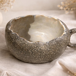 Handmade Ceramic Mug Bowl - Wabi Sabi Textured Cup
