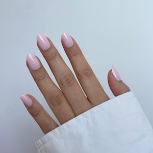 Blush Glaze (bright pink, short oval) Luxury Acrylic Nails, Reusable Presson Nails, Bridal Wedding Nails, Summer Nails, quality nails