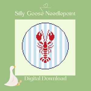 Needlepoint canvas DIGITAL PATTERN Lobster Ornament design