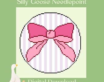 Needlepoint canvas DIGITAL PATTERN bow design
