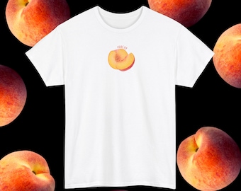 Peachy Graphic Tee, Cute y2k Summer Shirt, Fruit Tee Gift, Aesthetic Peach T-Shirt, Gift for Her, Gift for Him, Peach T-Shirt, Pastel TShirt