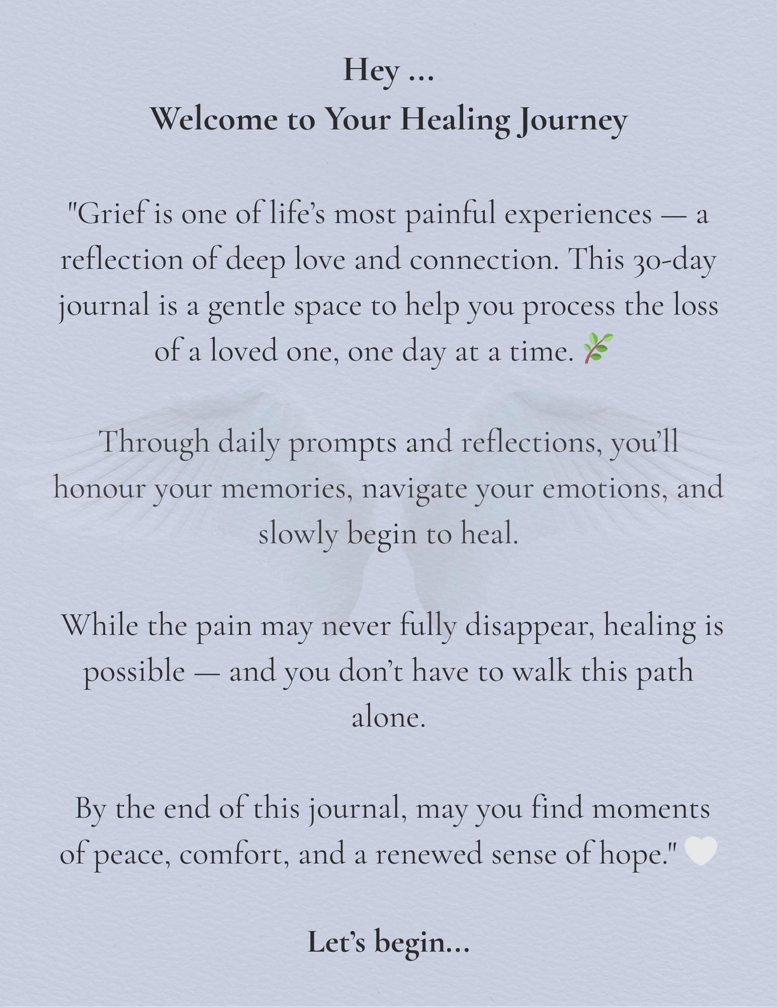 Grief Journal Printable, 30 Day Healing After Loss Workbook ...