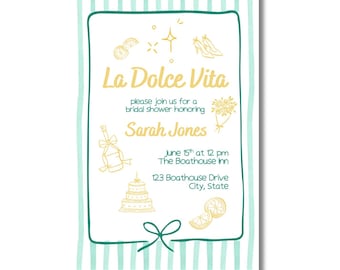 Invitación a la despedida de soltera de La Dolce Vita / Plantilla digital de Canva