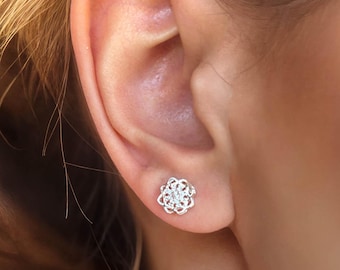 14k Gold Stud Earrings: Hittite Sun Disk Design