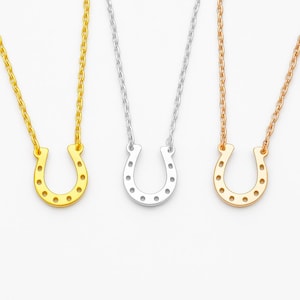 18K Gold Vermeil Horseshoe Necklace: Sterling Silver Good Luck Charm