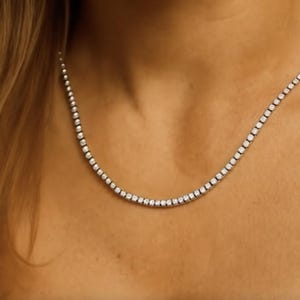 Gold Plated Sterling Silver Tennis Choker: Dazzling Zircon Stone Necklace