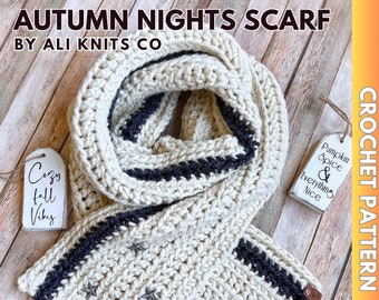 Autumn Nights Scarf Crochet Pattern, Striped Scarf Pattern, Long
