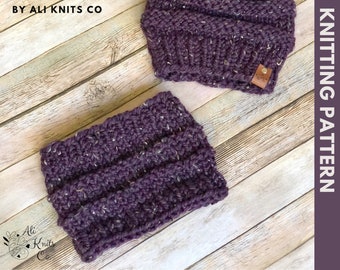 Badlands Ridged Cowl Knitting Pattern, Two-In-One Headband Earwarmer, Beginner Easy Knit Cowl Pattern, Last Minute Handmade Gift