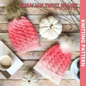 Tanalian Twist Beanie Knitting Pattern: Cable Knit, Double Brim (PDF Pattern)