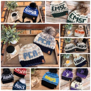 Custom Knit Pompom Beanie: College & High School Team Spirit
