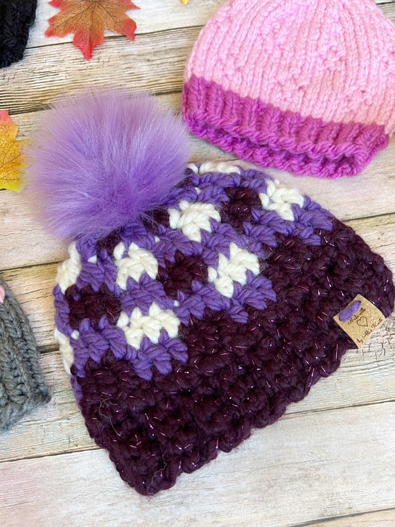 Girls purple winter hat 2025