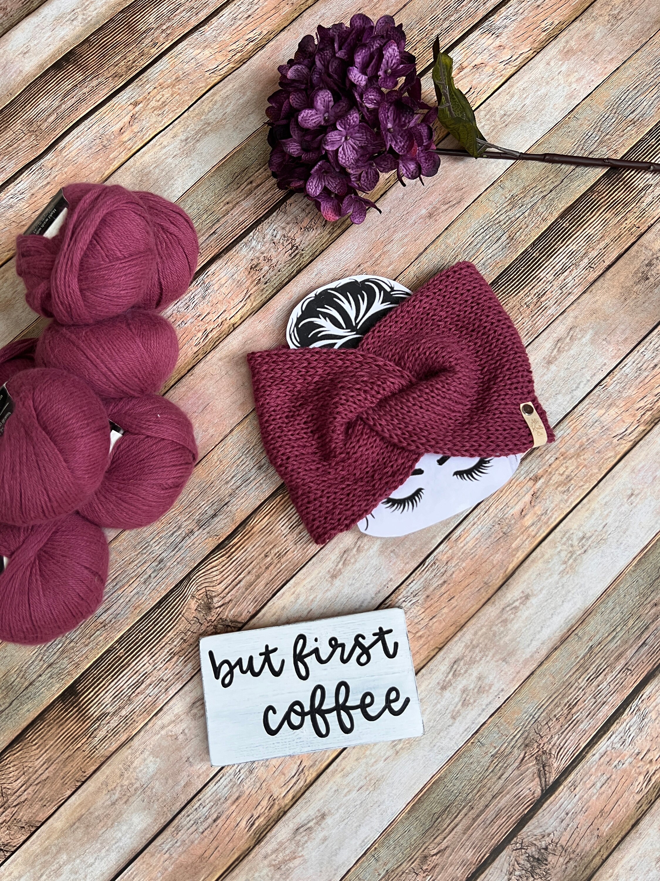 New!Portolano Cashmere Angora Blend Twisted Camo Headband Headwarmer 100% Mongolian Cashmere Headband | Twisted Knit Ear Warmer  main image 4