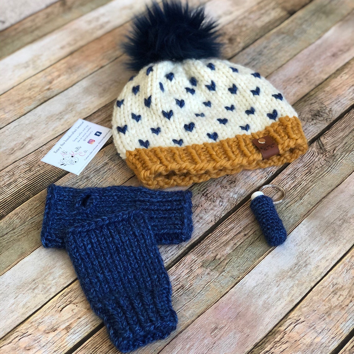 Custom Beanie And Gloves Matching Set Keychain Lip Balm Etsy