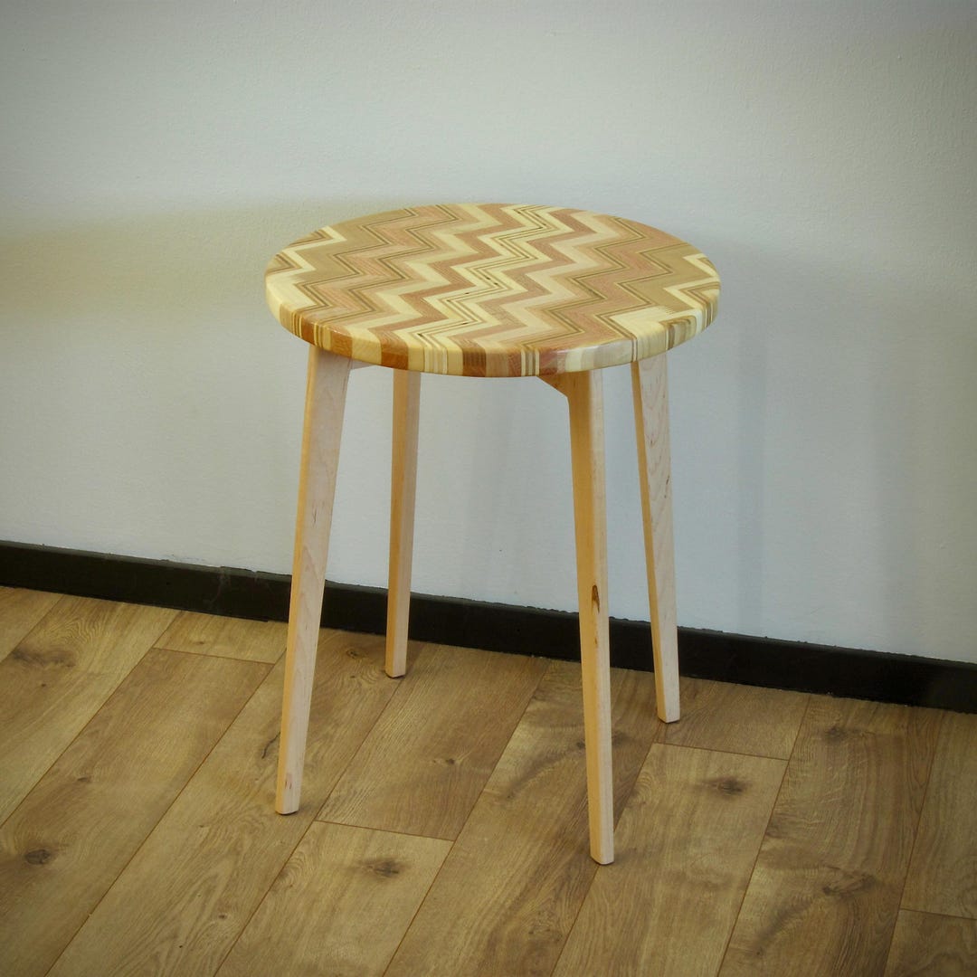 Side Table Pattern Patterned Wood Side Table With Solid Maple Legs - Etsy