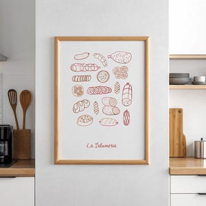 Artistic Food-Themed Wall Art Print, Kitchen Décor, Culinary Gift, La Salumeria Poster, Gourmet Kitchen Wall Hanging, Foodie Home Décor