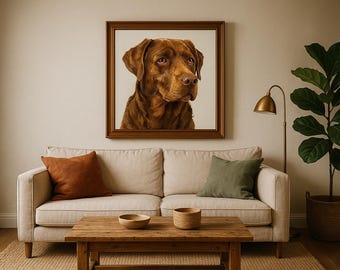 Chocolate Lab Art Print, druckbare Hunde Porträt, digitaler Download, Labrador Retriever Wandkunst