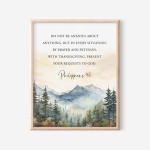 Do not be anxious about anything, Philippians 4:6, 8x10 Bible Verse Print, Christian encouragement gift, faith based home decor