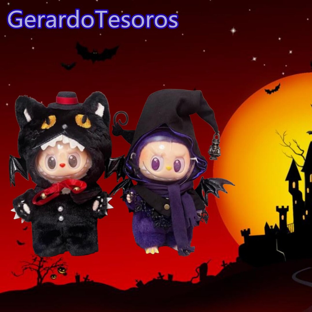 Labubu Cat Black Cat Labubu Outfit, Labubu Witch Cape Onesie, 17cm Labubu ...