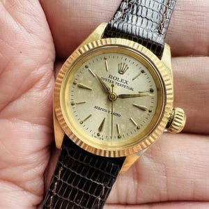 Rolex Oyster Perpetual Vintage Serpico y Laino Ref 6619 18K Gold Watch With Box Paper