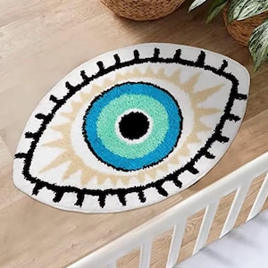 Thickened non slip evil eye pattern carpet doormat bathroom mat home decoration