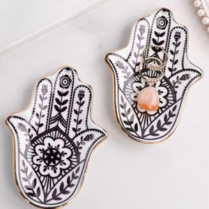 Ceramic Hand Trinket Dish, Small Jewelry Tray, Decorative Plate, Hamsa Hand, Crafts Decoration, Europe