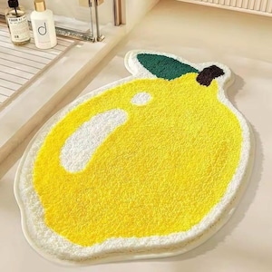 Wool Fruit Bath Rug: Non-Slip Decorative Carpet - Watermelon, Lemon, Kiwi