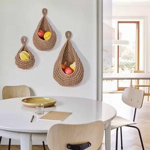 Handwoven Wall Hanging Basket: Kitchen Vegetable Fruit Organizer