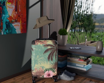 Tropical Floral Carry-On Suitcase, Vacation Luggage