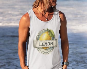 Vintage Lemon Aquarell Herren Tank Top, Softstyle Baumwolle, leicht und stilvoll
