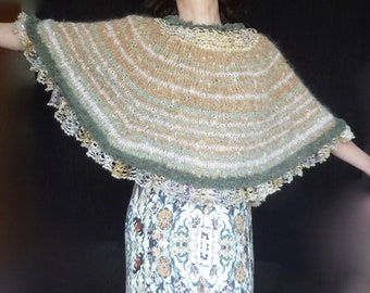 Gatsby Poncho, Ready to Wear, hand knitted sleeveless top, poncho, cape in textured yarns, truly frilling, one-of-a-kind, Ready to Ship