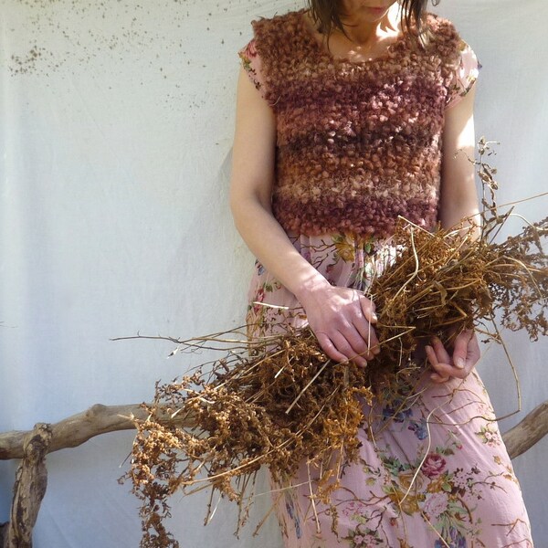 Bracken Bodice, hand knitted in wild yarn, Ready to Ship