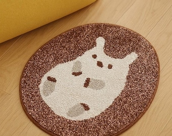 Schattig vloerkleed, getuft vloerkleed schattig, vloerkleed crème en bruin, wasbaar vloerkleed, cool vloerkleed, getuft vloerkleed, vloerkleed abstract, funky vloerkleed, badkamertapijt, bruin vloerkleed