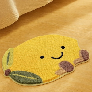 Tufted Rug, Accent Floor Mat, Bath Rug Citrus, Small Rug, Round Rug, Abstract Rug, Accent Rug, Bath Rug, Bath Mat, Cute Bath Mat, Lemon Rug