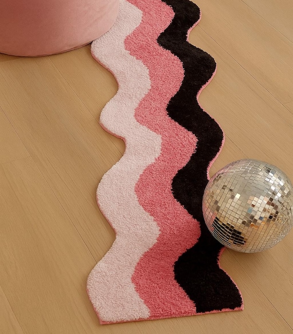 Wavy Rug, Wavy Pattern Rug, Irregular Rug, Tufted Rug, Abstract Rug, Accent Rug, Bath Rug, Bathroom Rug, Ocean Waves Rug, Colorful Rug