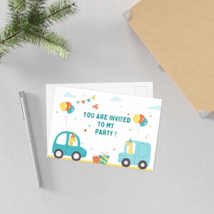 Faire-part à une fête Cartes postales d'art, Cartes de voeux festives, Faire-part d'anniversaire d'enfants, Papeterie décorative, Impressions d'art uniques