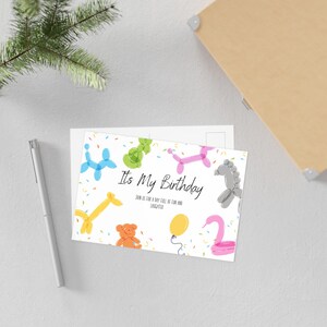 Cartes postales artistiques avec ballon d'anniversaire, Faire-parts d'anniversaire colorés, Cartes de fête amusantes, Coffrets cadeaux uniques, Souvenirs de célébration