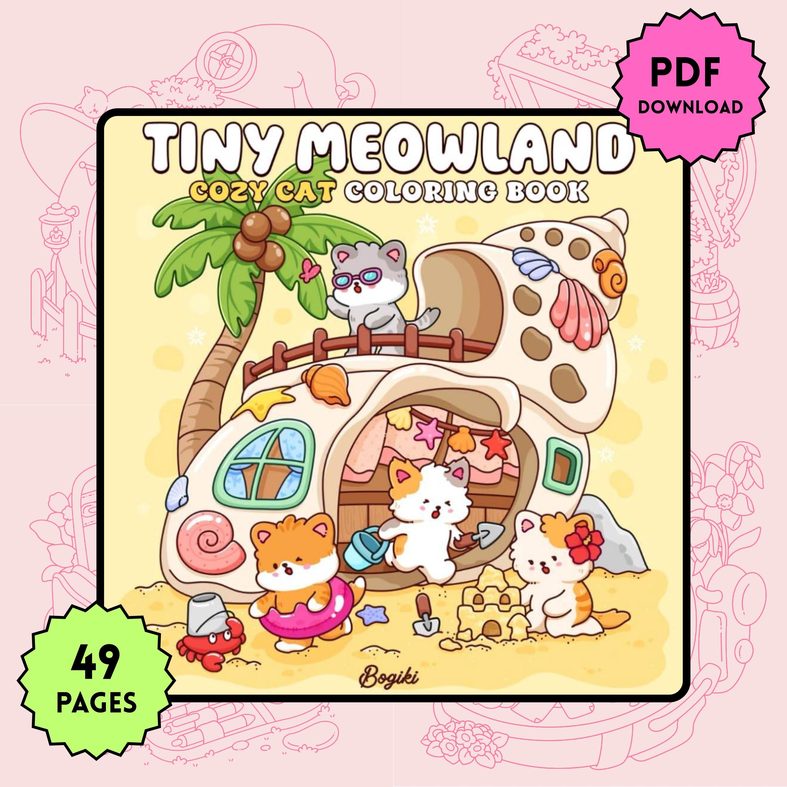Tiny Meowland Cozy Coloring Book PDF – 20+ Cute Kawaii Cats, Relaxing A4 Printable Pages, Instant Digital Download
