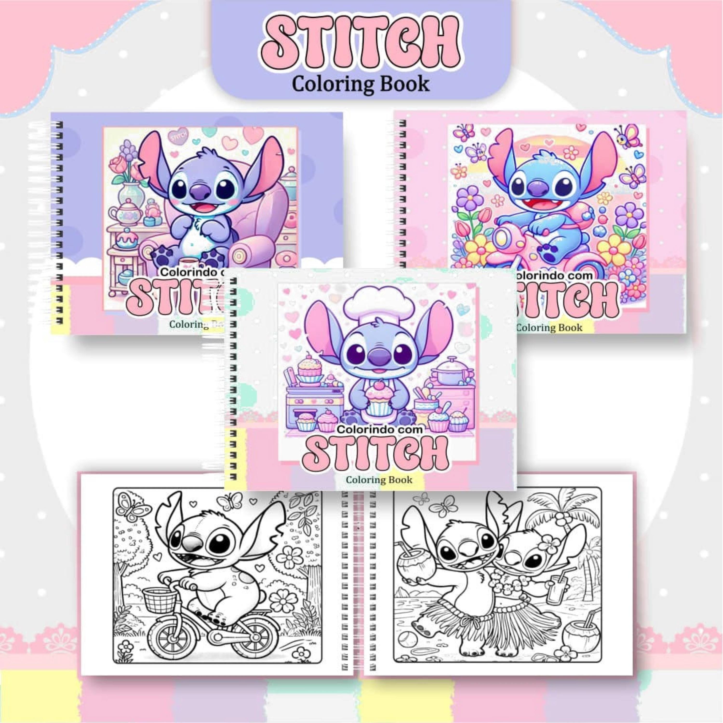 Stitch Coloring Book – Cute & Cozy Digital Coloring Pages (20+), Relaxing Instant Download