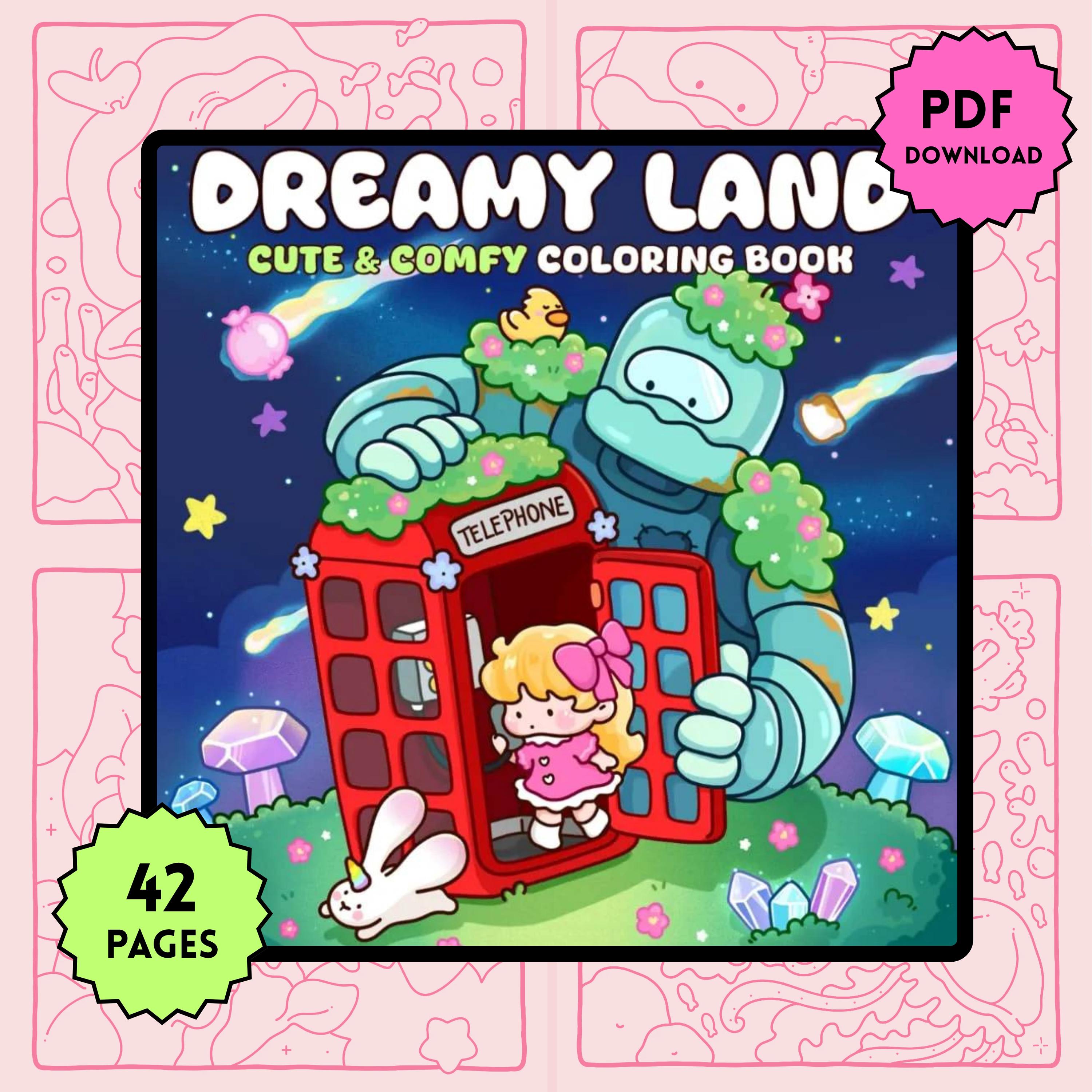 Dreamy Land Libro para colorear PDF — Páginas digitales lindas y acogedoras, más de 20 diseños A4, descarga instantánea