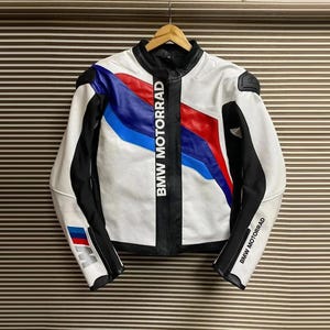 New BMW Motorrad Racing Leather Jacket with CE Armor, BMW Orignal Cowhide Leather Jacket, Racing Motorbike Jacket, Gift for Him