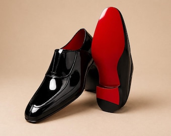 Men's Black Patent Leather Dress Shoes | Red Sole Luxury Formal Footwear