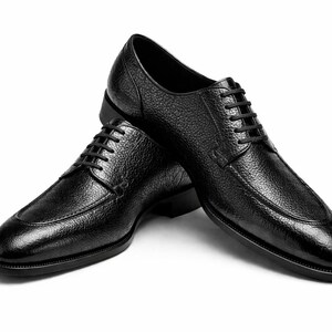 Handmade Goodyear Welted Grain Leather Shoes | Luxury Black Derby, Classic Dress Footwear