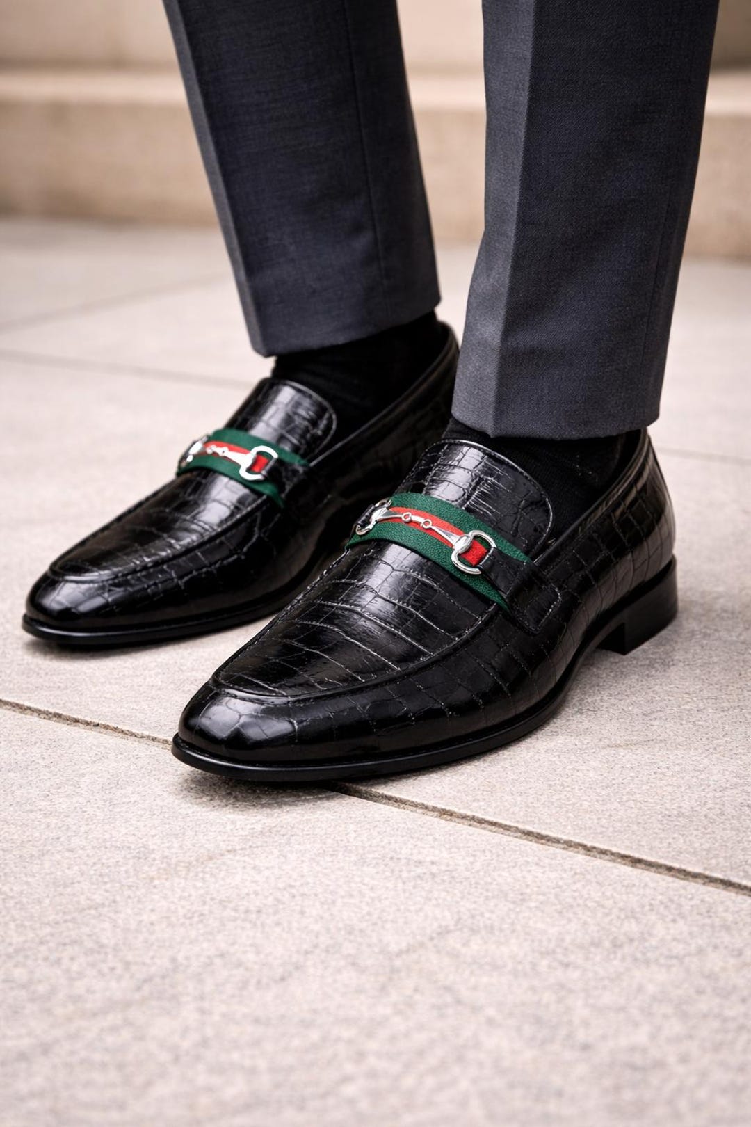 Handmade Black Crocodile Leather Loafers for Men | Luxury Horsebit ...