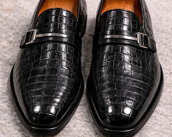 Handmade Alligator Leather Oxfords | Luxury Slip-On Dress Shoes, Goodyear Welted Footwear