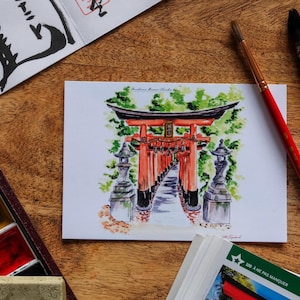 ILLUSTRATION AQUARELLE A6 print – JAPON – Fushimi Inari – Kyoto