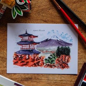 ILLUSTRATION AQUARELLE A6 print – JAPON – Mont Fuji