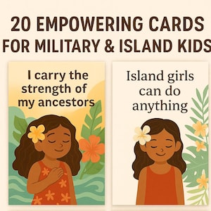 20 Tarjetas de Afirmación para Chicas Isleñas: Empoderamiento Tropical para Hijos de Militares, Chicas Hawaianas y Confianza Cultural - Descarga Digital en PDF