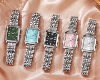 Elegant Square Dial Women’s Watches - Classic Stainless Steel Bracelet Watch
