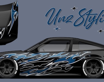 Blue With White Outline Tribal Design